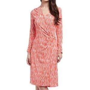 Pendleton Breezeway Dress Faux Wrap Ikat Coral Pink White Spring Summer Size M